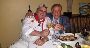 Tony Bennett & Salvatore share a toast of wine